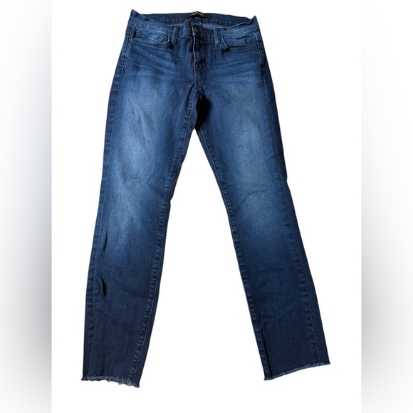J Brand Avalon Skinny Jeans Raw Hem Stretch Waist Size 26 Dark Wash - Picture 1 of 5